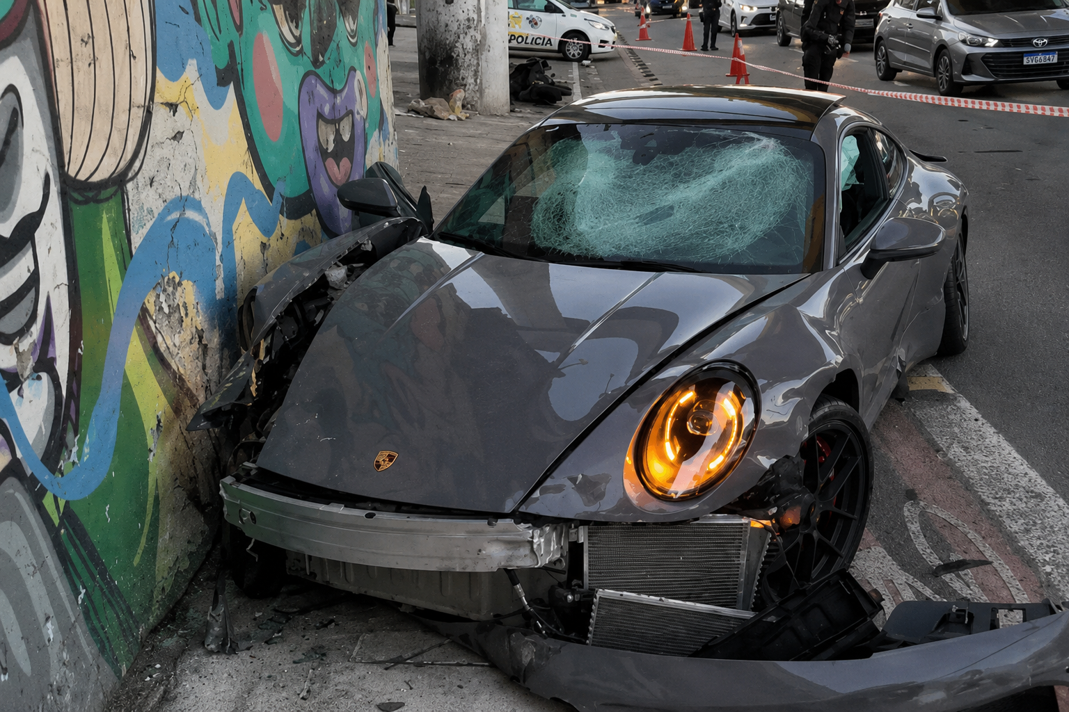 Influenciador Fábio Giga bate Porsche e deixa motociclistas feridos na Zona Sul de SP